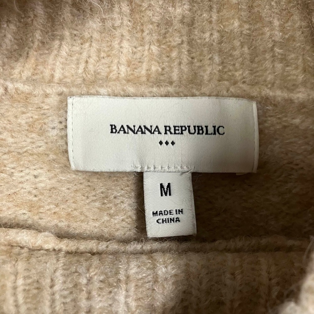 Banana Republic Womens Tan Wool Blend Mock Neck Sweater Medium - Picture 2 of 11
